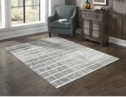 Tapis XL contemporain Oakville 8x11 | Blanc et Argent au fini utilisé