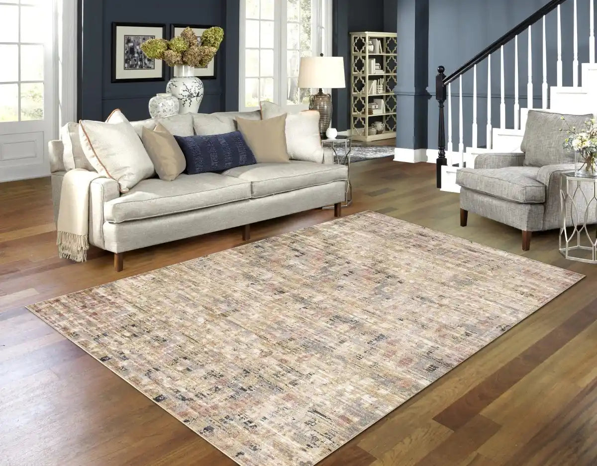 Tapis contemporain Magnolia 7x9 | Tonnes de terre et fini utilisé