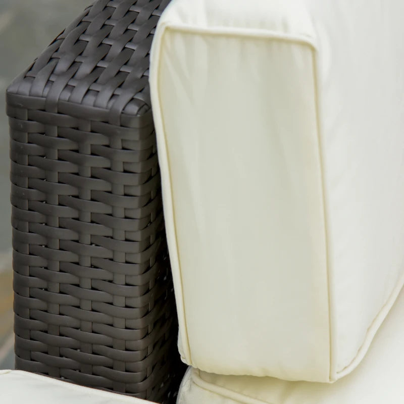 Ensemble de meubles de patio en osier 6 pièces avec coussins épais, ensemble de canapé de conversation sectionnel en rotin PE résistant aux intempéries avec table en verre, beige