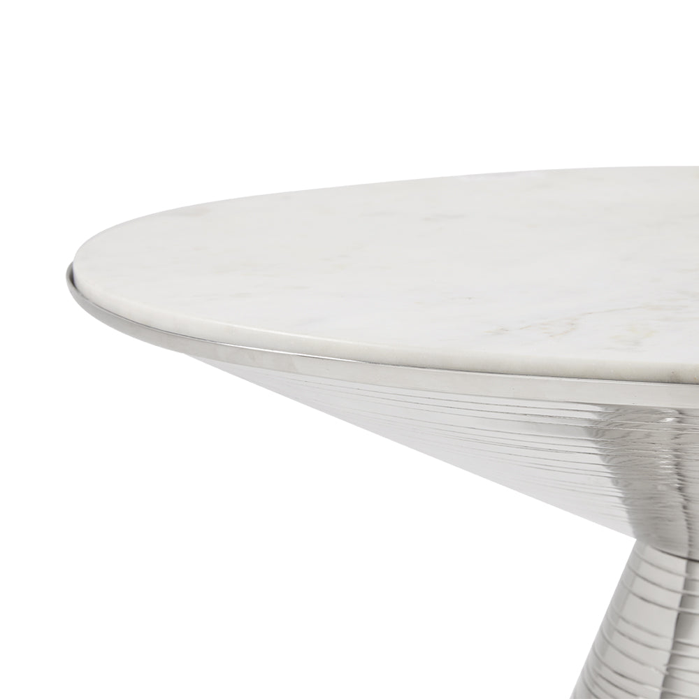 Table basse Valentine : marbre blanc avec structure Argent