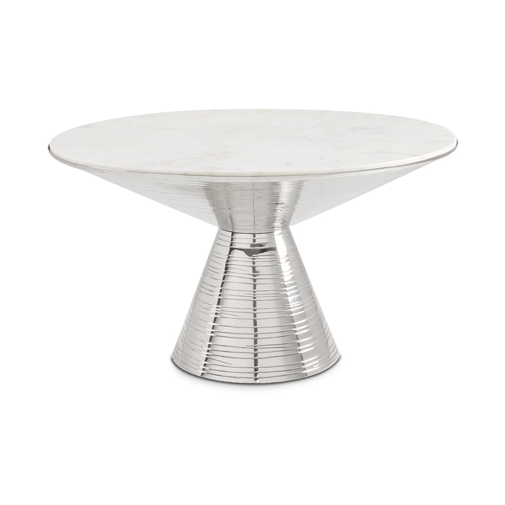 Table basse Valentine : marbre blanc avec structure Argent