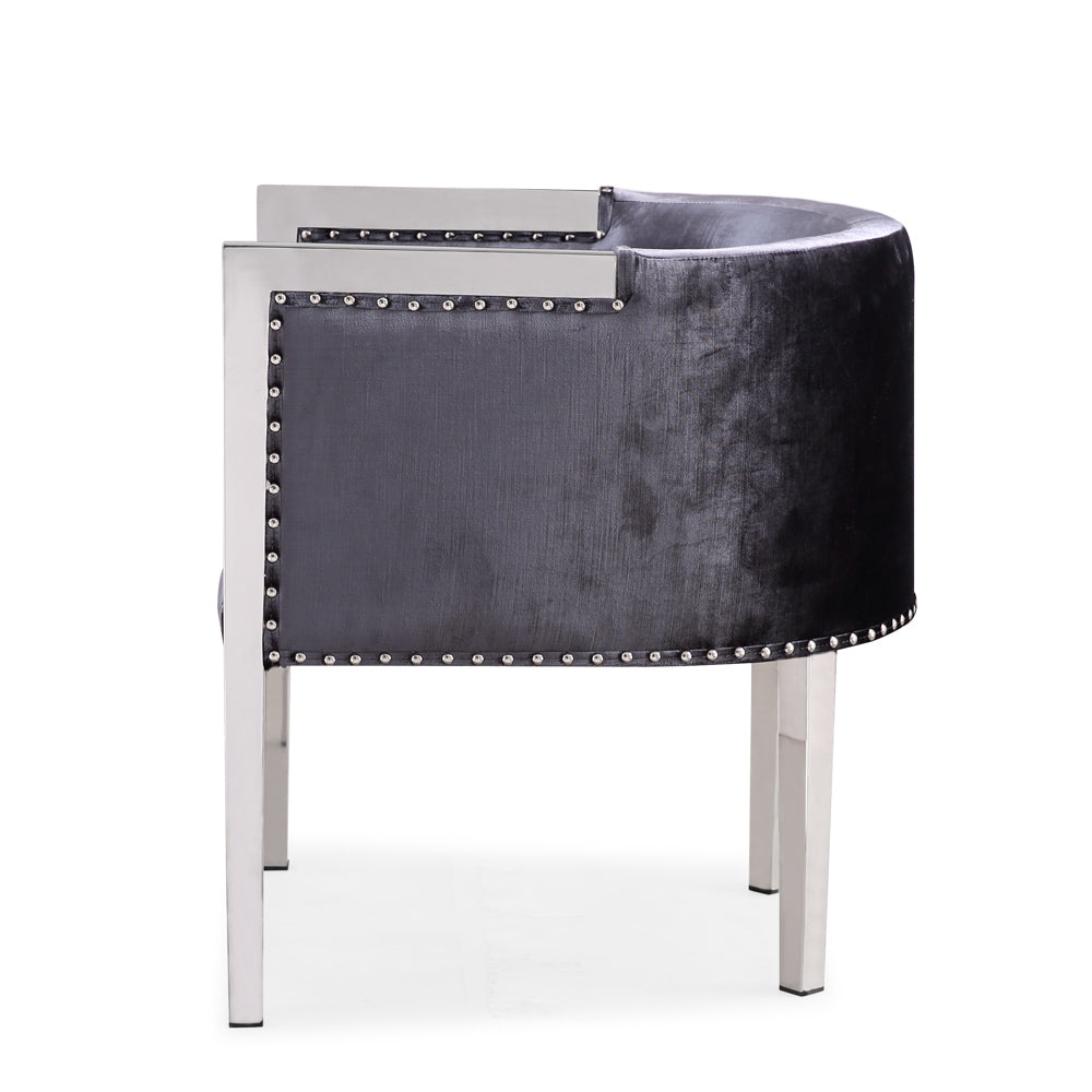Chaise d'appoint Elvis : velours charbon de bois