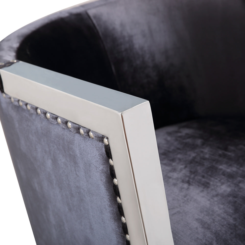 Chaise d'appoint Elvis : velours charbon de bois