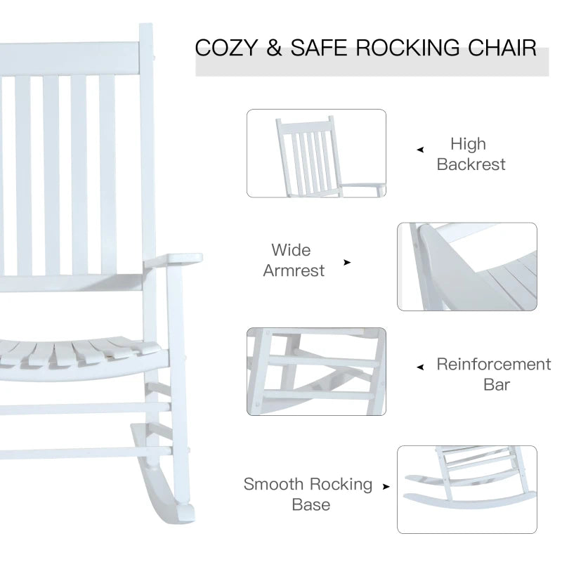 Chaise à bascule en bois blanc pour porche, fauteuil à bascule pour Patio, siège inclinable de loisirs unique