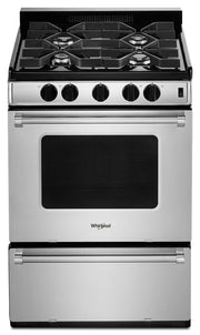 Cuisinière à gaz autoportante Whirlpool 24" 3 pi³ en acier inoxydable avec brûleurs scellés et AccuSimmer WFG500M4HS