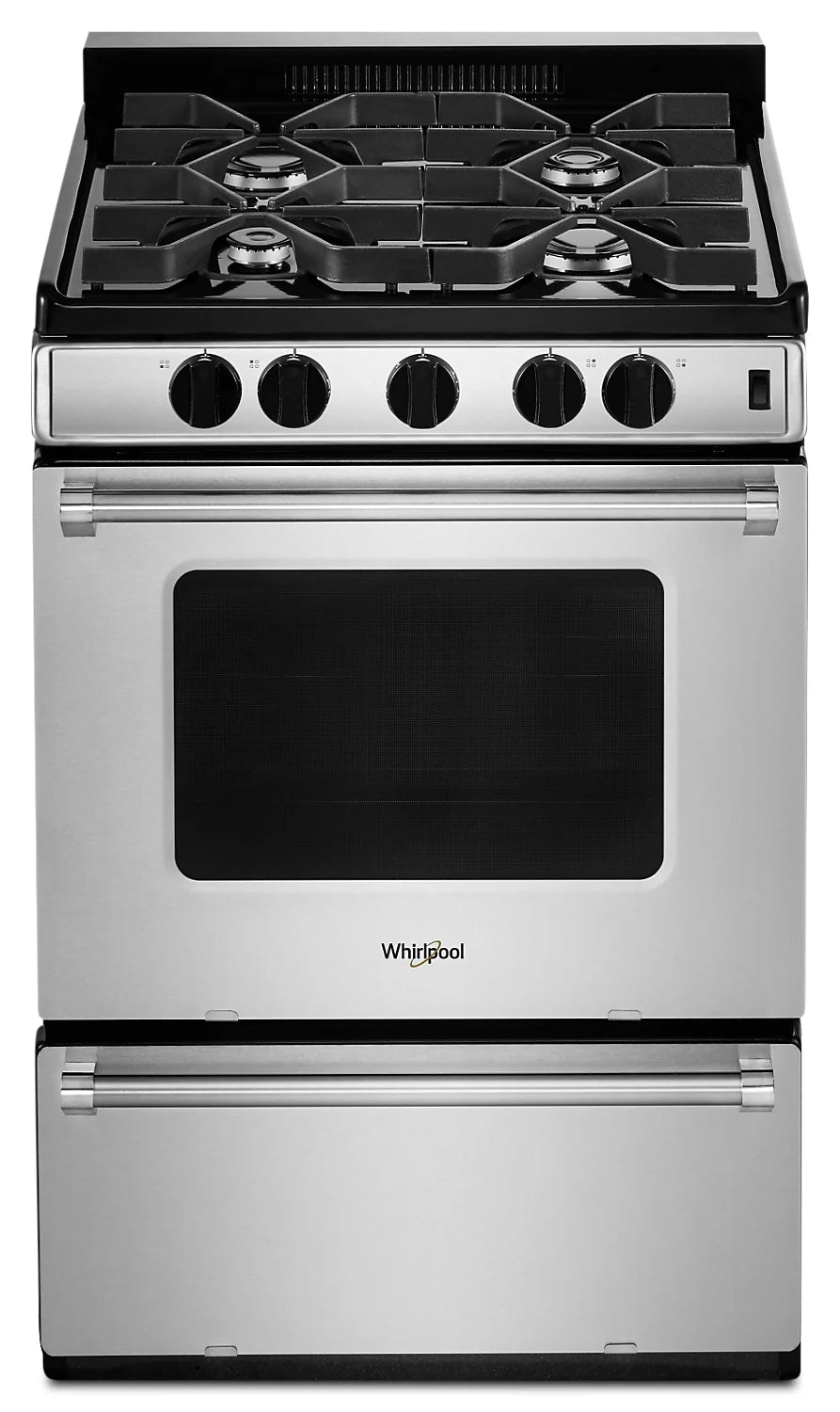 Cuisinière Whirlpool 24" 3 pi³ Gaz Inox Brûleurs Scellés et AccuSimmer WFG500M4HS