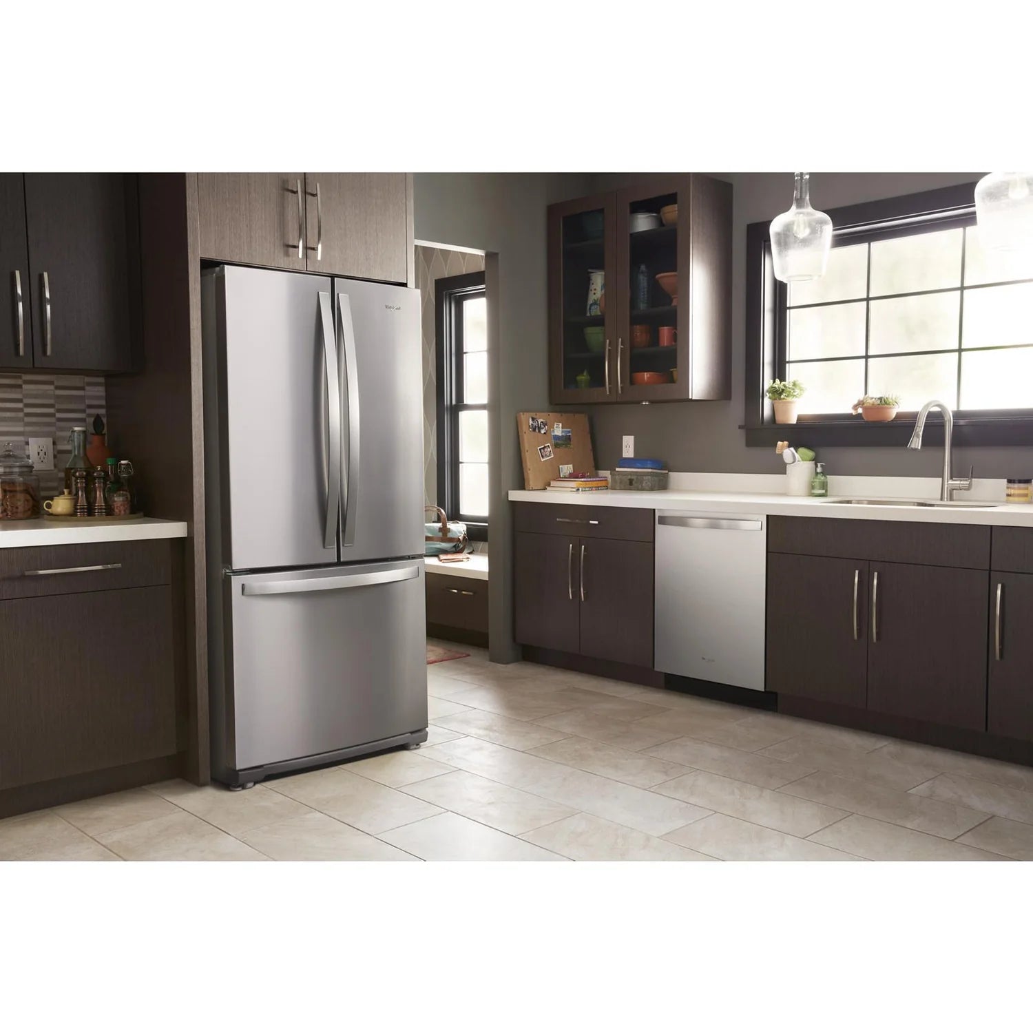 Réfrigérateur Whirlpool 30" 19,7 pi³ Portes Françaises Inox Résistant aux Traces WRF560SFHZ
