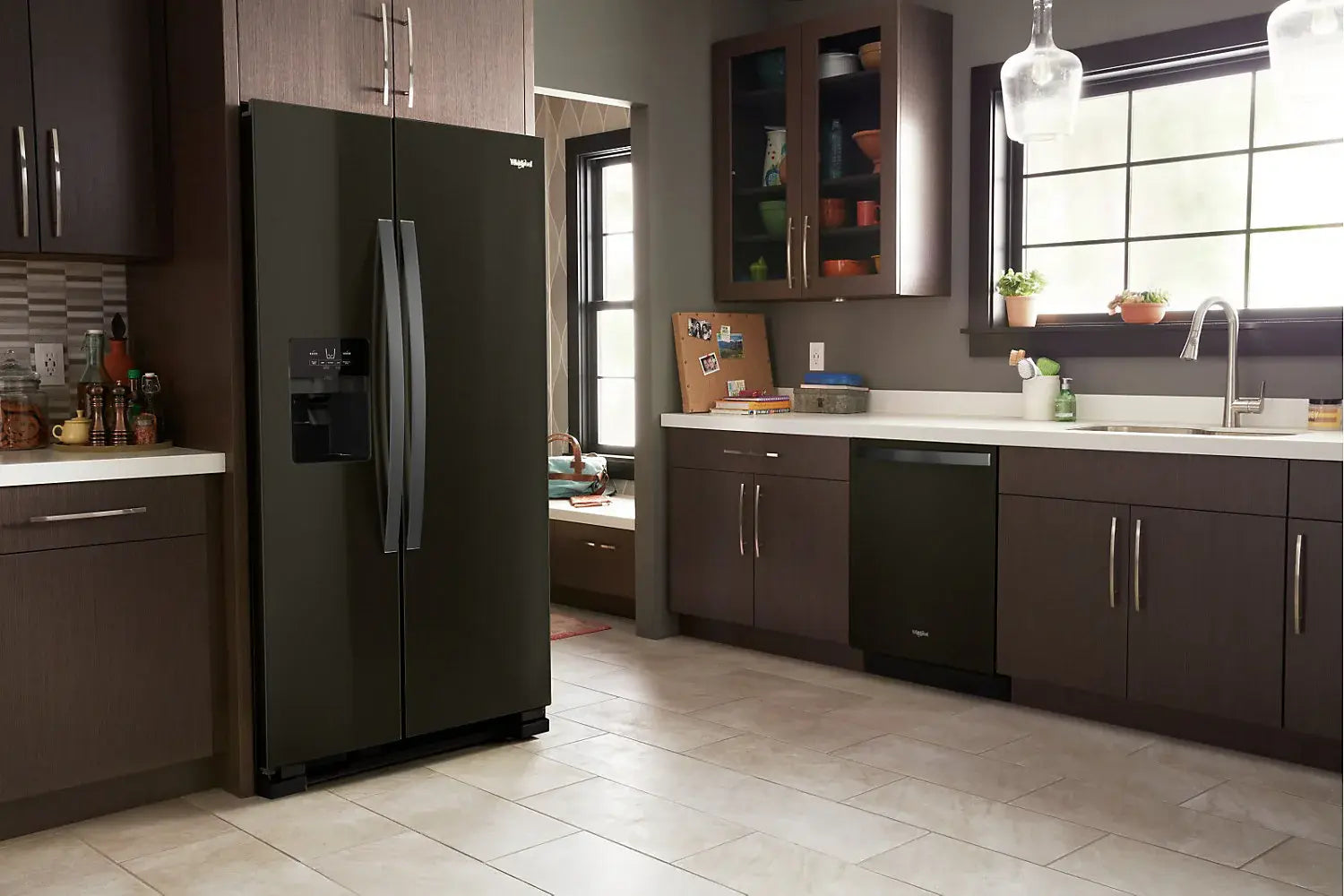 Réfrigérateur Whirlpool 25 pi³ Côte à Côte 36" Noir Brillant