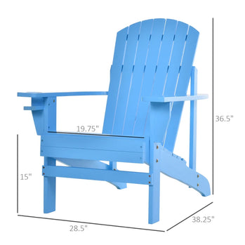 Chaise Adirondack classique, chaises Muskoka, chaise longue de jardin avec porte-gobelet pour Patio, intérieur, cour, bleu