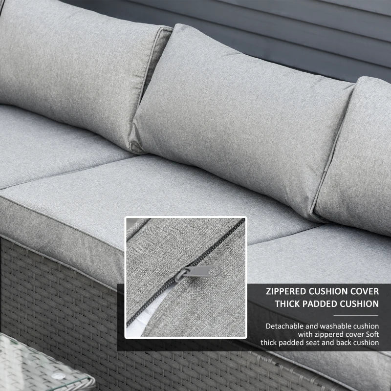 Ensemble de canapé d'angle en rotin, 6 pièces, meubles de véranda d'extérieur, gris