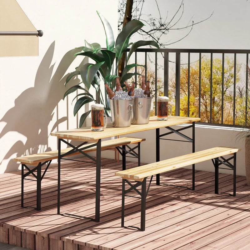 Ensemble de Table de pique-nique pliante 3 pièces, ensemble de Table de pique-nique pliante Portable, 1 Table de pique-nique et 2 bancs