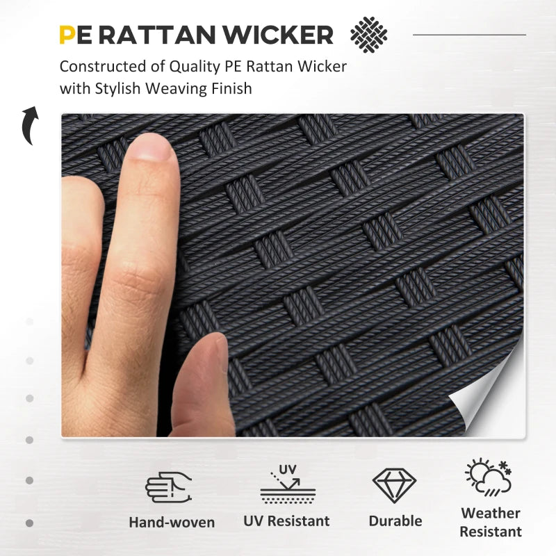 Ensemble de meubles de patio 4 pièces en osier avec coussins de 4 po d'épaisseur, ensemble de canapé de conversation d'extérieur en rotin PE avec table en verre et siège extra large, bleu ciel