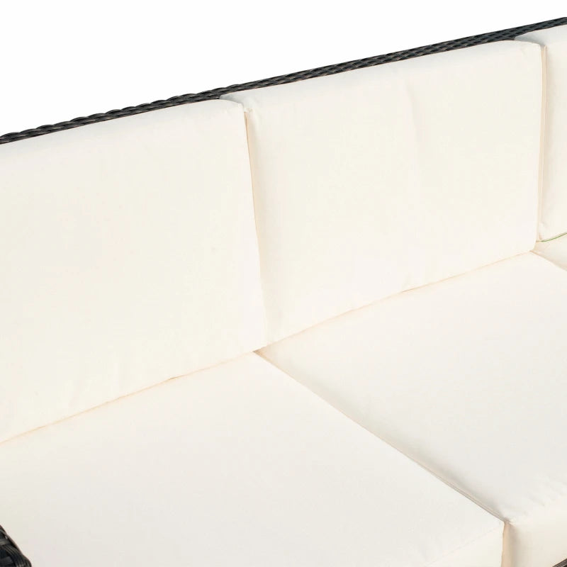 Canapé de luxe 3 places en rotin et osier, mobilier de jardin et de terrasse avec coussin, noir