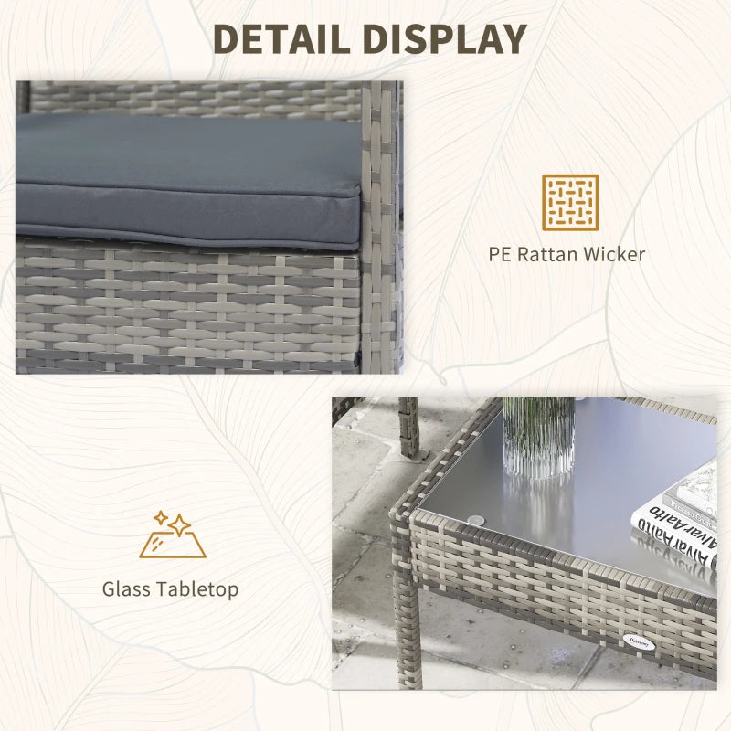 Ensemble de meubles de patio de 4 pièces avec canapé de causeuse, fauteuils, table en verre, canapé de conversation en osier extérieur,