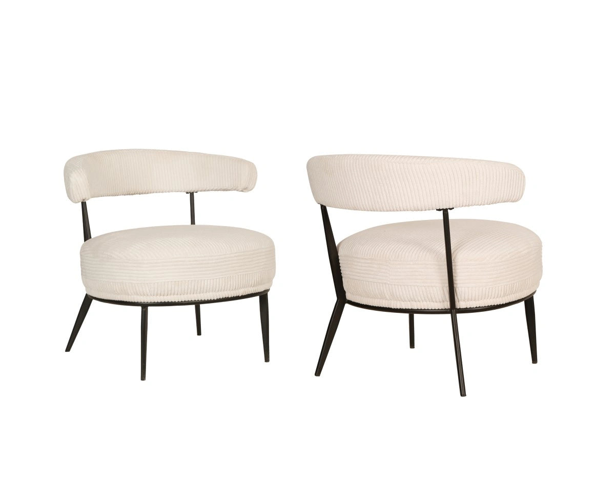 Fauteuil Ariana en Tissu Texturé Crème - Design Moderne