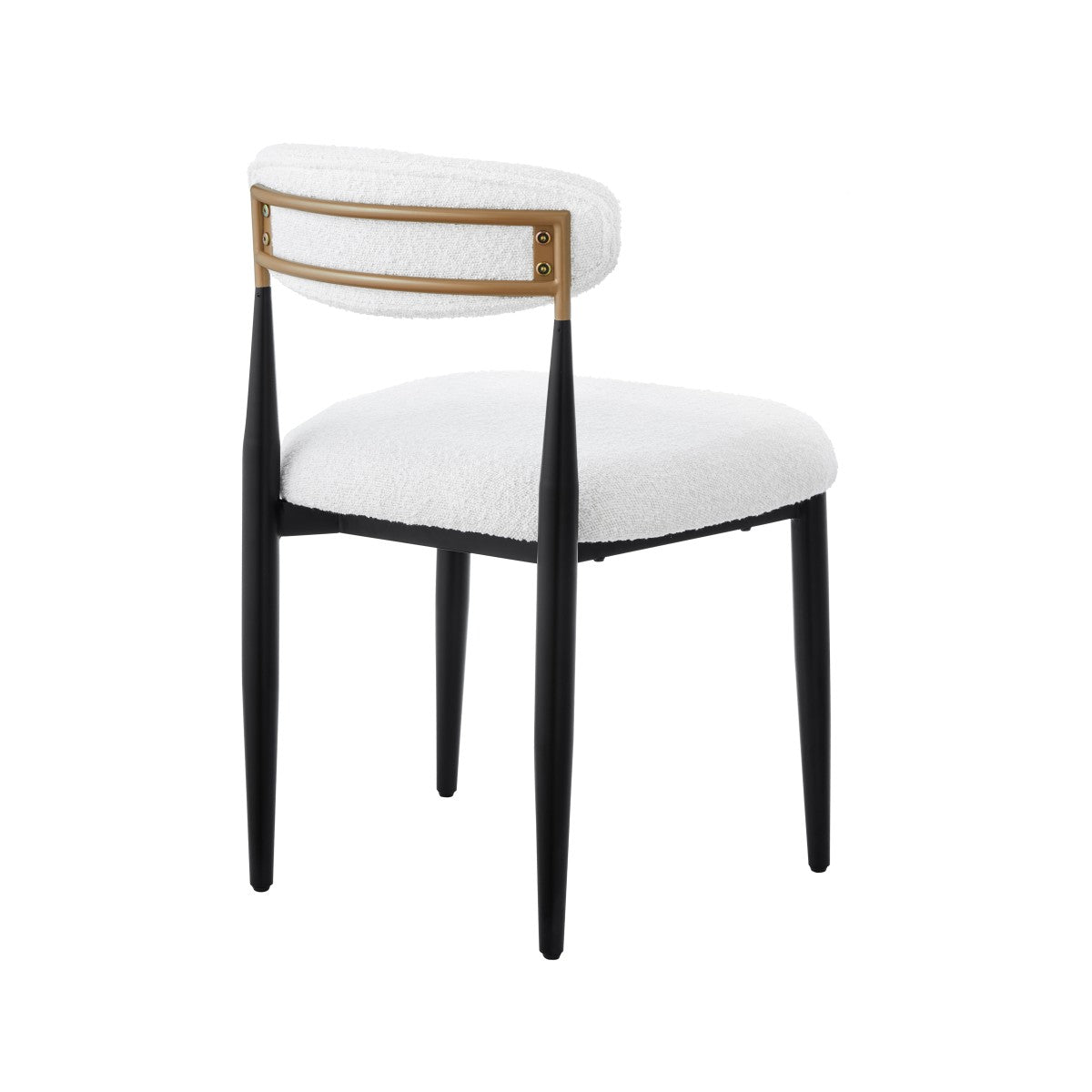 Chaises de repas Kodi en tissu blanc | Cadre en métal noir (Set de 2)