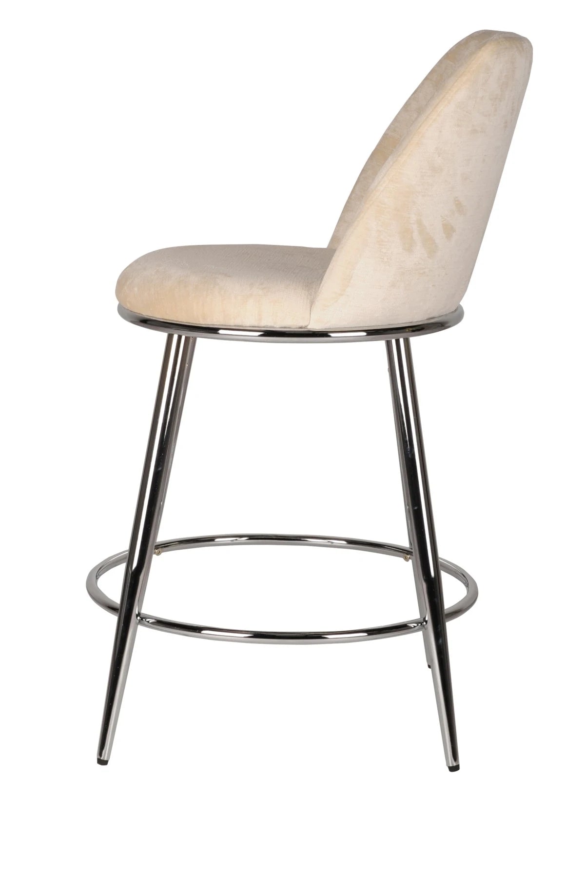 Ensemble de 2 Tabourets de Comptoir Nova - Beige et Chrome