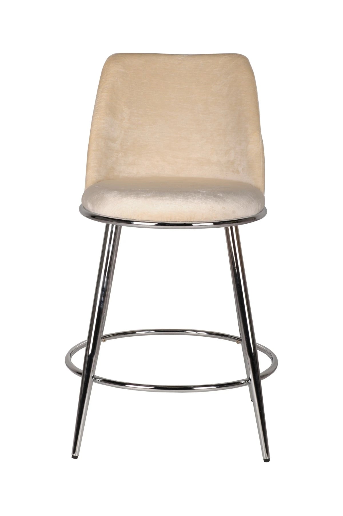 Ensemble de 2 Tabourets de Comptoir Nova - Beige et Chrome