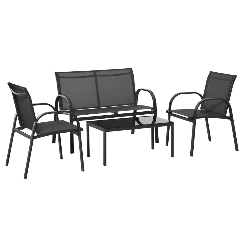 Ensemble de meubles de patio en 4 pièces ensemble de conversation avec des causeuses, des chaises simples et une table basse pour le balcon au bord de la piscine de l'arrière-cour