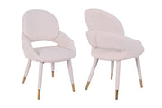 Chaises Bode en tissu beige | Dossier ajouré et accents dorés (Set de 2)