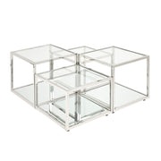 Table basse argentée à plusieurs niveaux