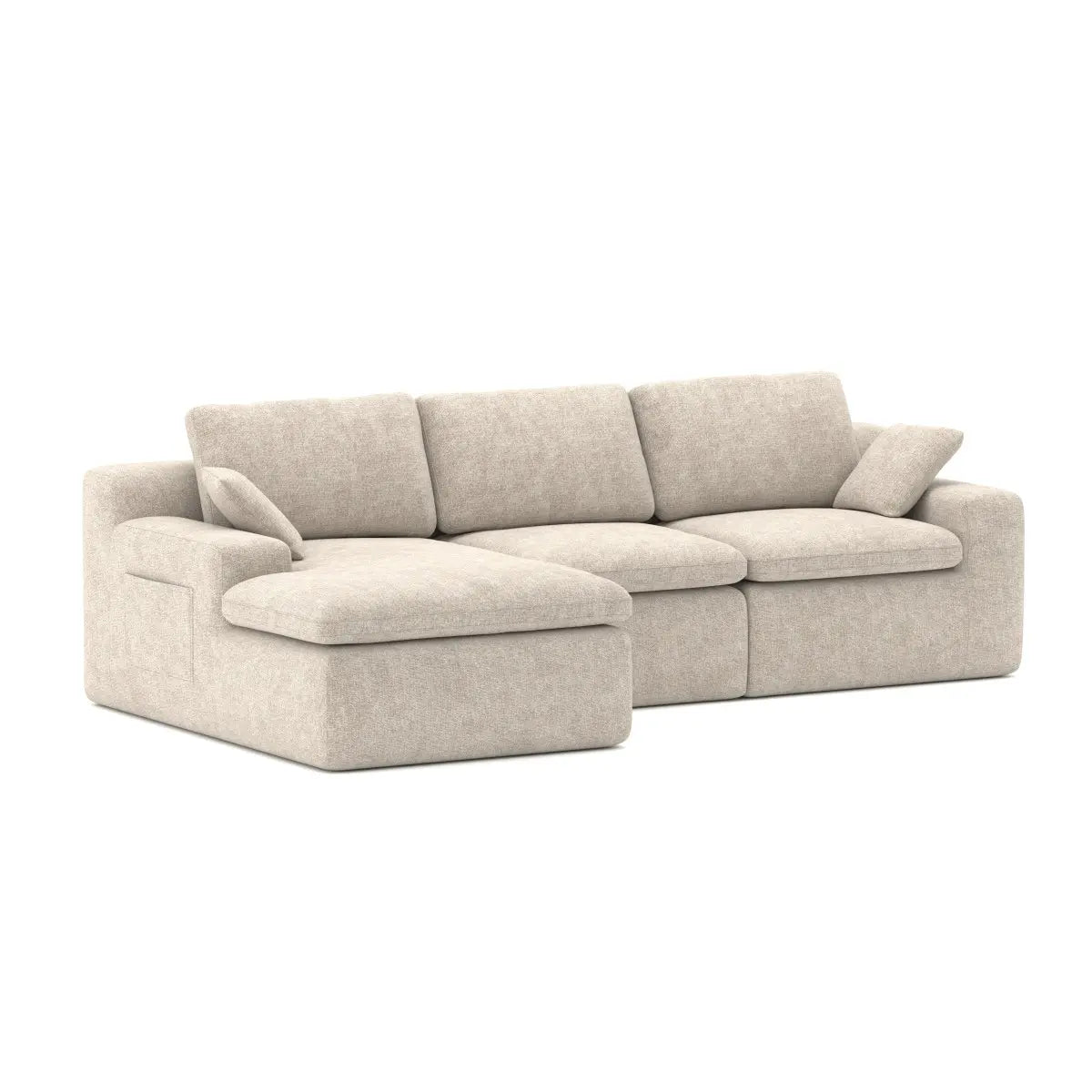 Grand sectionnel en tissu beige | Confort Pocket Coil et mousse 30D