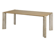 Myra Dining Table - Oak, Mango, and Travertine
