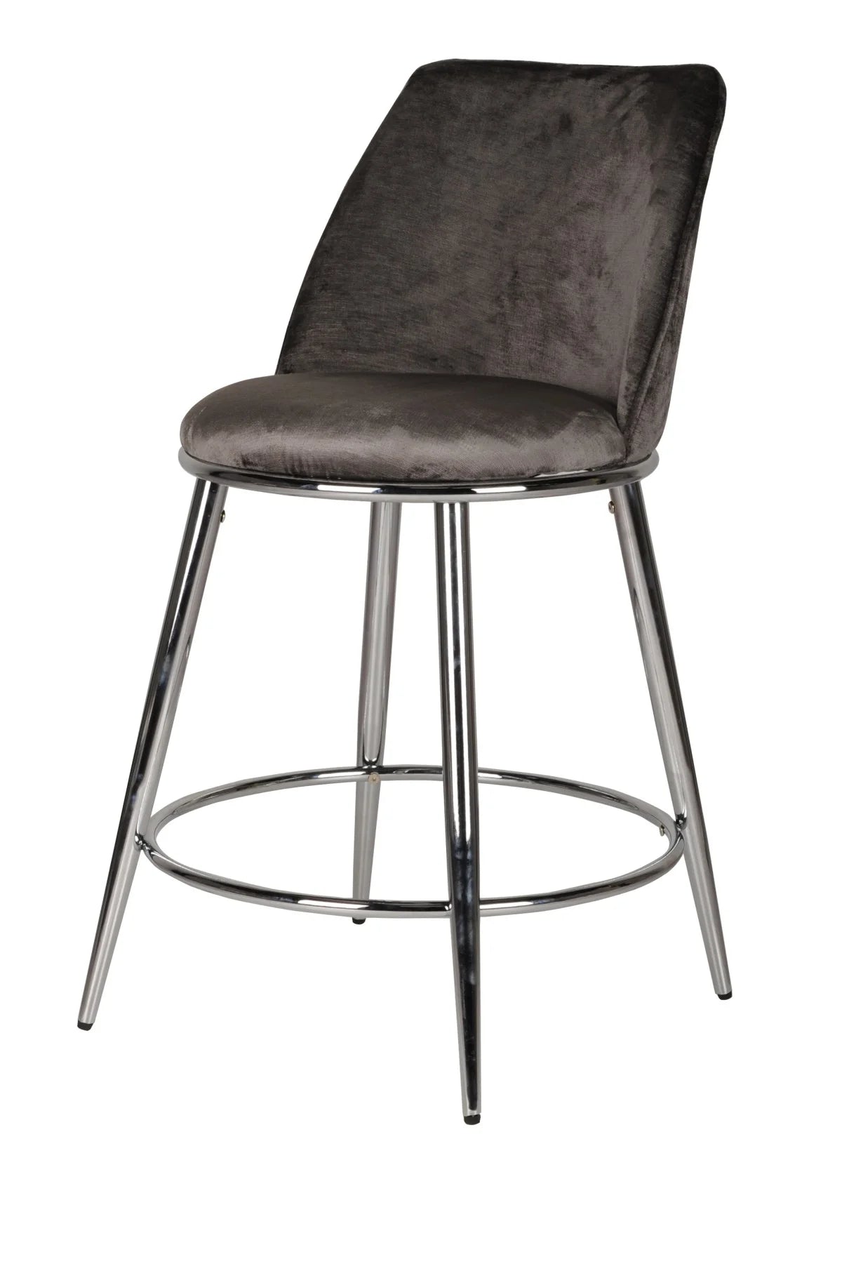 Ensemble de 2 Tabourets de Comptoir Nova - Gris et Chrome