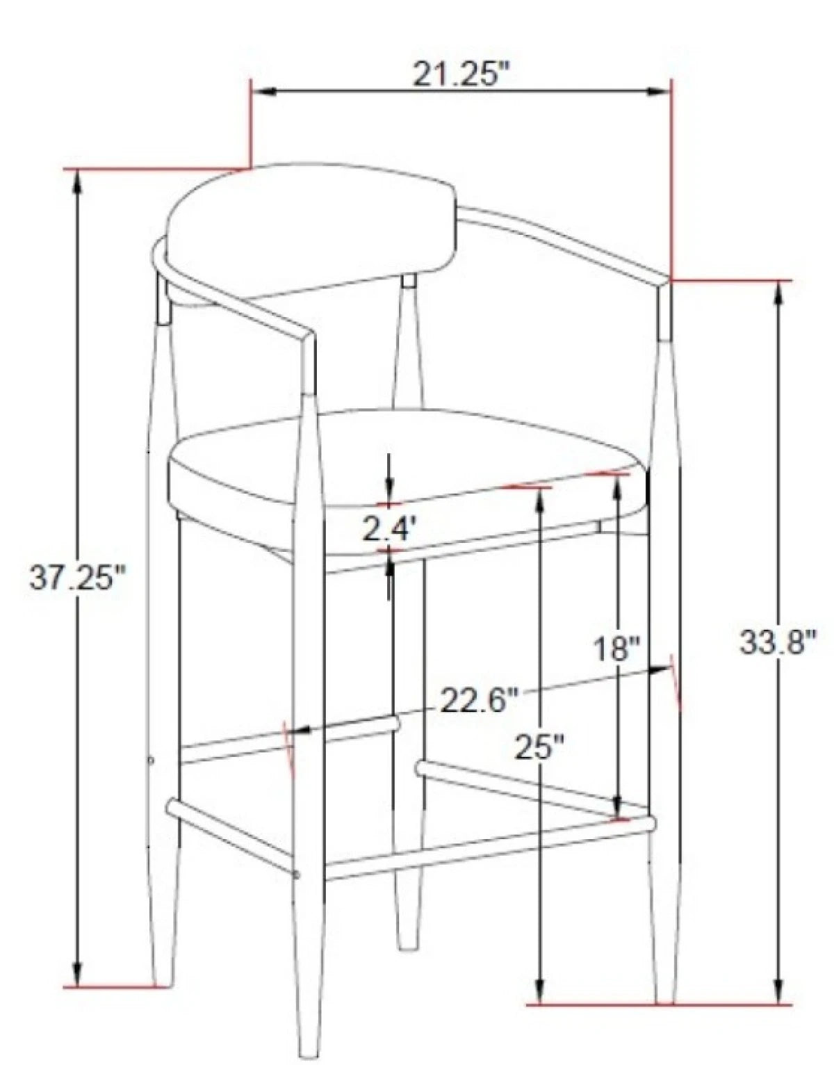 Set de 2 Tabourets de Comptoir Mykos - Tissu Noir