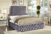 Lit en tissu velours gris