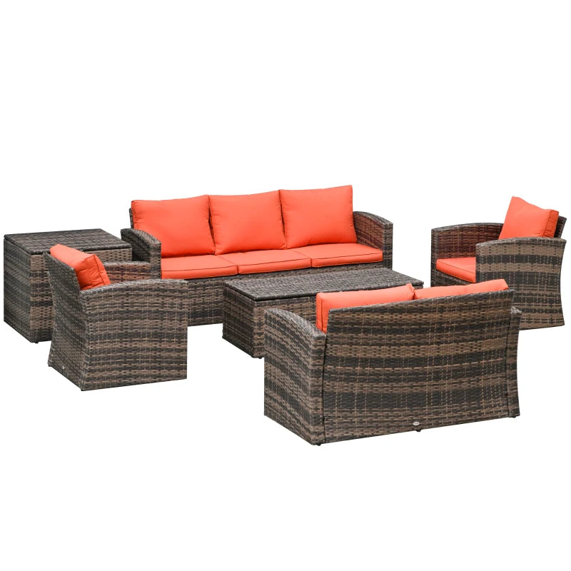 Ensemble de canapé d'extérieur en osier et rotin, 6 pièces, ensemble de meubles de conversation de Patio sectionnel avec Table de rangement et coussin
