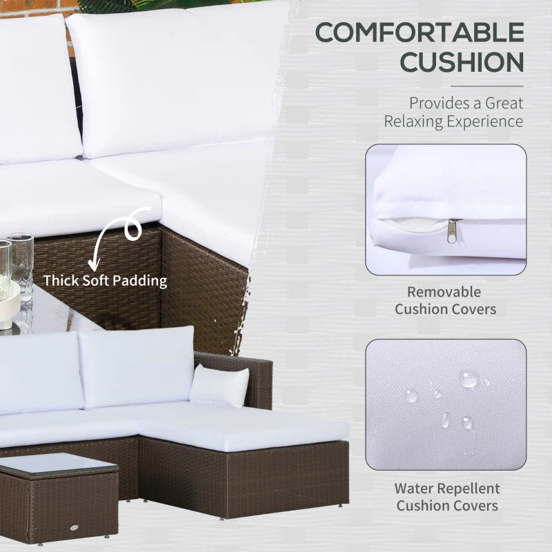 Ensemble de canapés modernes en rotin, ensemble de meubles de Patio en osier avec Table basse, coussins et oreillers, 3 pièces