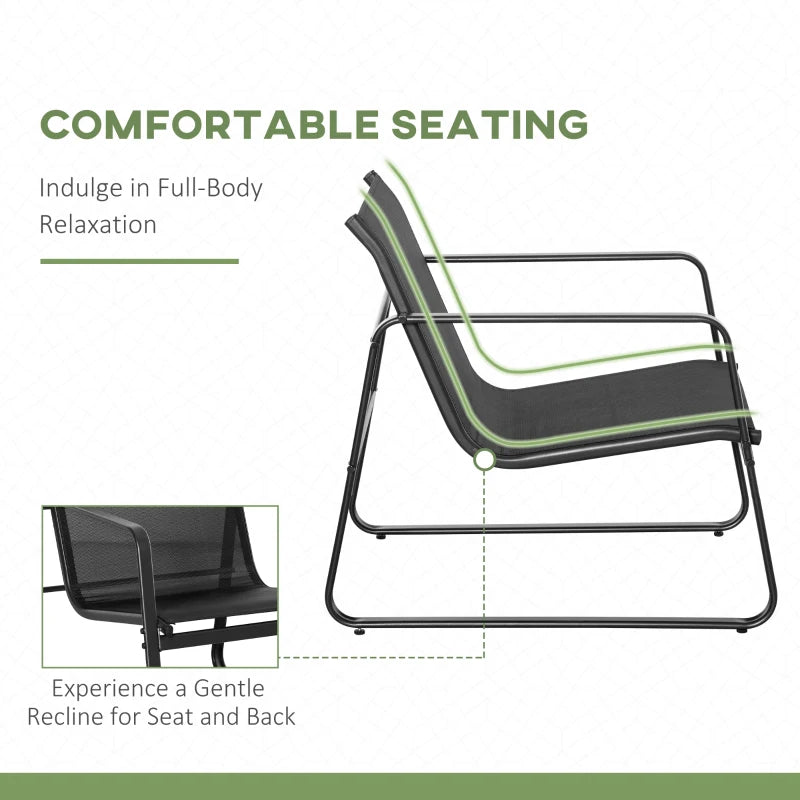 Ensemble de meubles de patio 4 pièces avec siège Texteline, ensemble de conversation en plein air avec causeuse, table basse centrale pour terrasse de jardin, noir