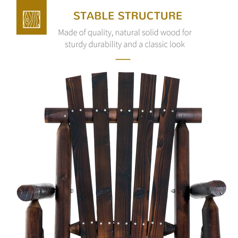 Char-Log Chaise à bascule simple pour jardin, patio extérieur rustique, chaise à bascule Adirondack, meubles de cour en bois de sapin