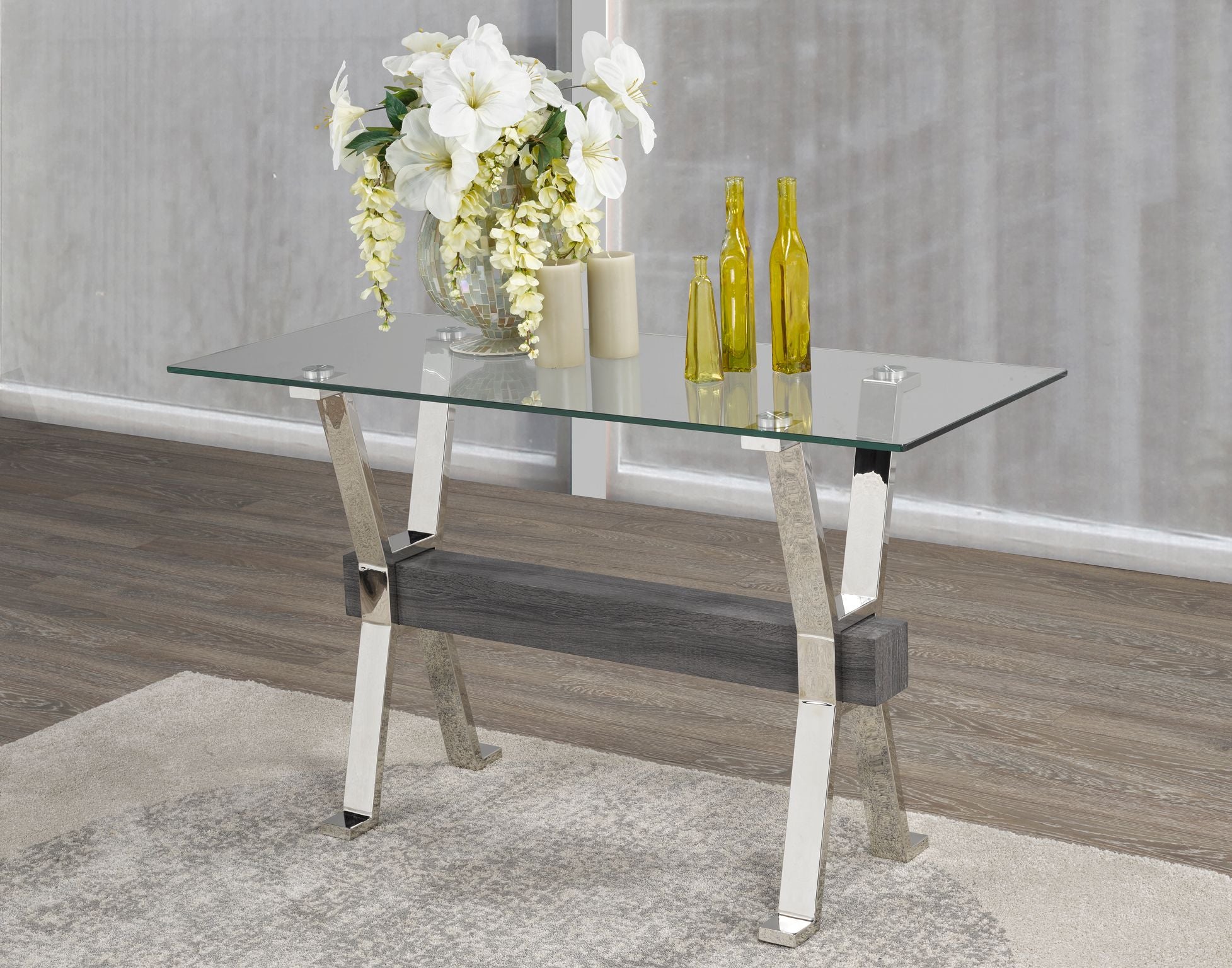 TABLE S0FA - GRIS/ARGENT ( Meuble Mtl )