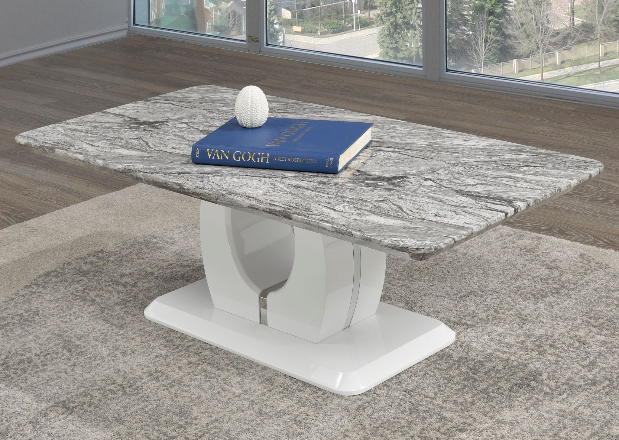TABLE BASSE - BLANC/GRIS ( Meuble Mtl )