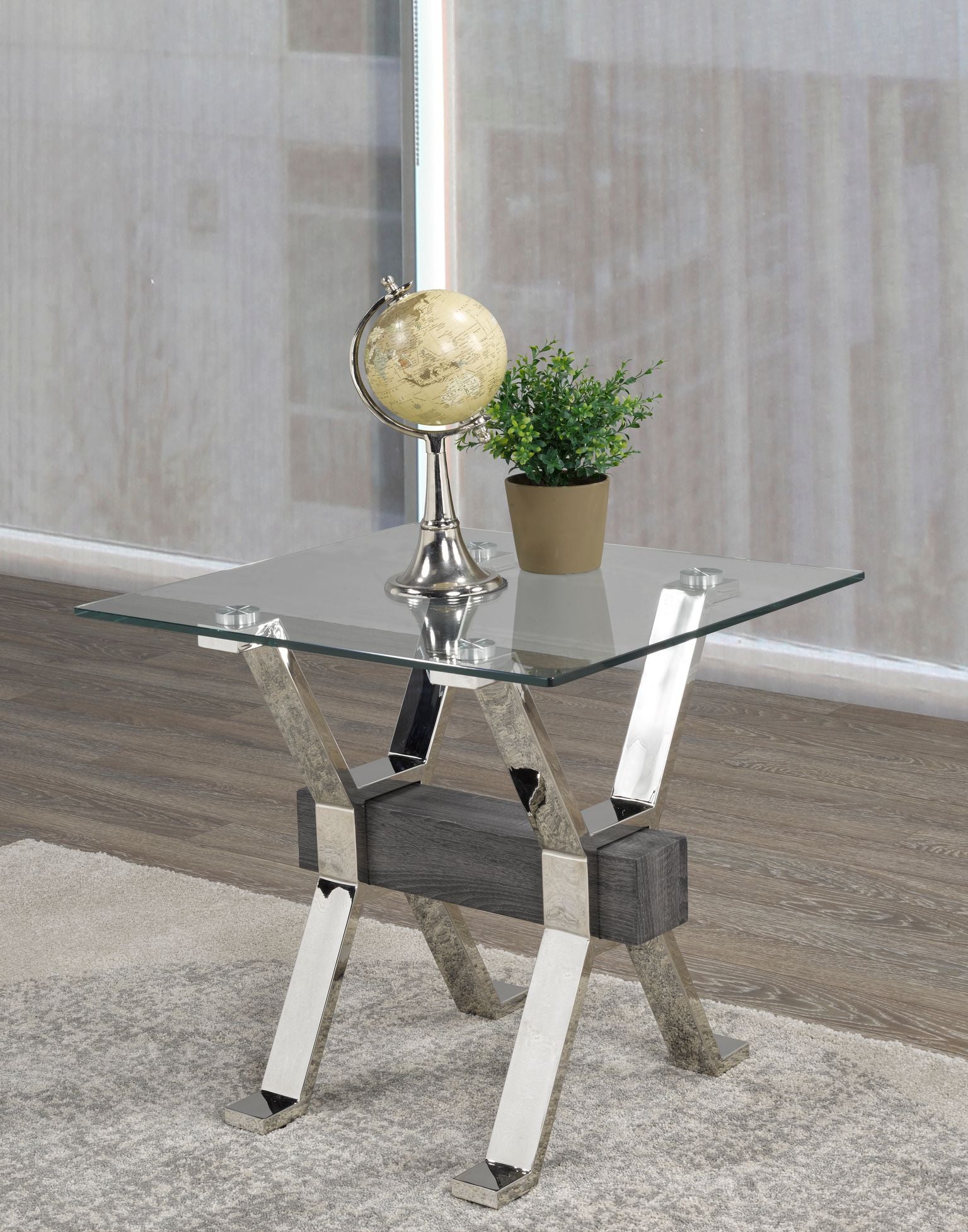 BOUT DE TABLE - GRIS/ARGENT ( Meuble Mtl )
