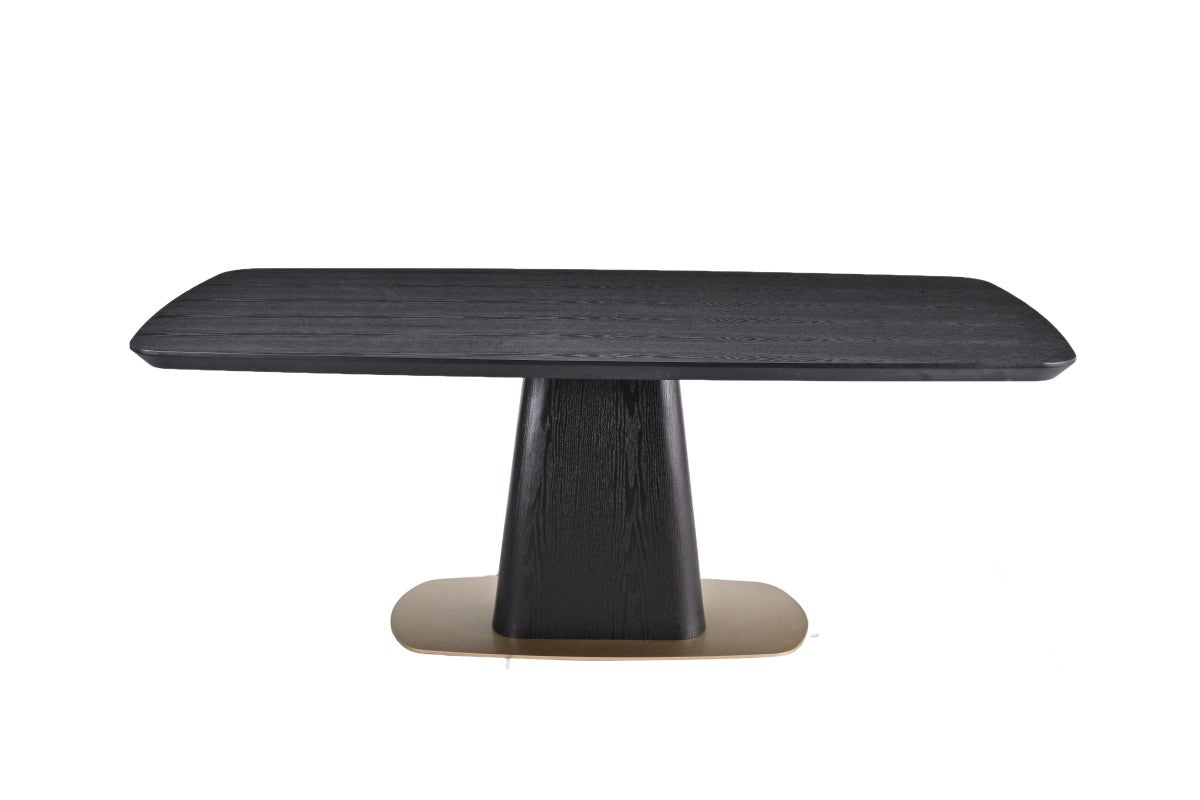 Table Ryaan en frêne noir mat avec accents dorés