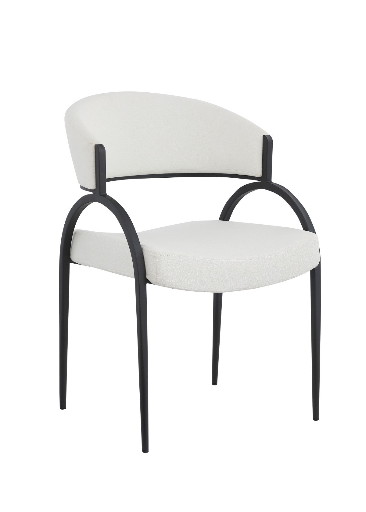 Chaises Alessia en tissu crème | Cadre incurvé en fer noir (Duo)