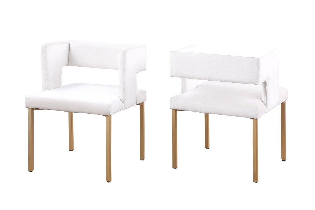 Chaises Anthony en velours beige | Duo avec pattes dorées