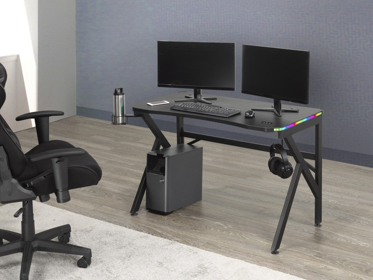 ENSEMBLE BUREAU ET CHAISE GAMING, NOIR ( Meuble Mtl )