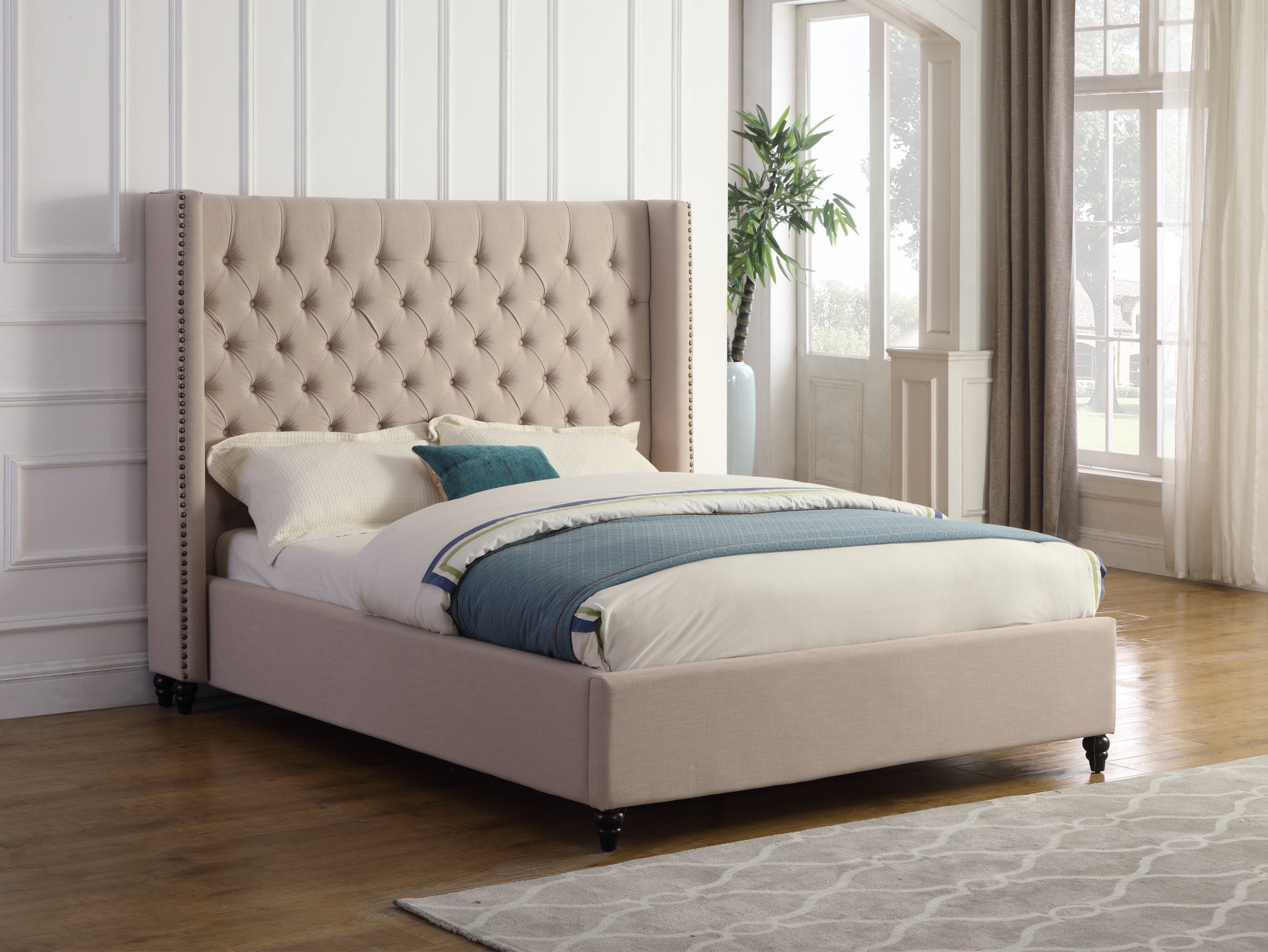 LIT PLATEFORME KING - BEIGE ( Meuble Mtl )
