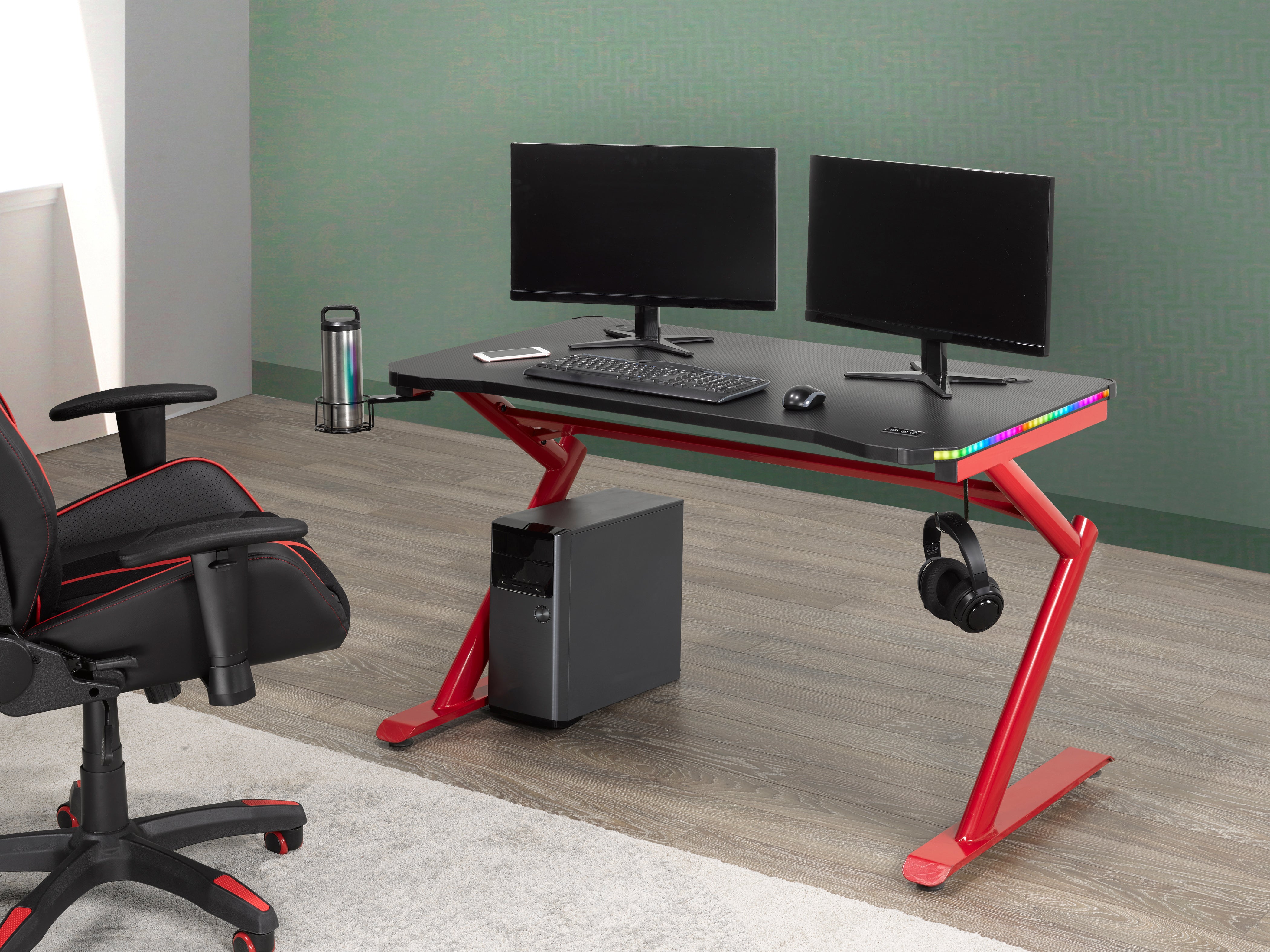 BUREAU GAMING - NOIR/ROUGE ( Meuble Mtl )