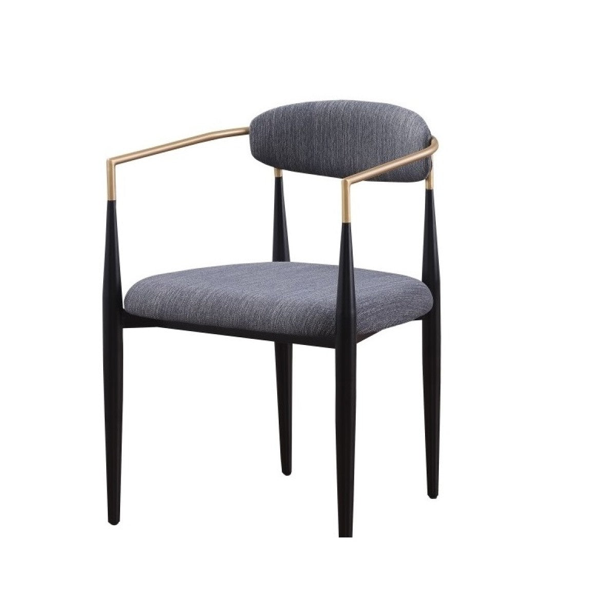 Chaises Mykos en tissu texturé gris | Finition noir et or (Lot de 2)