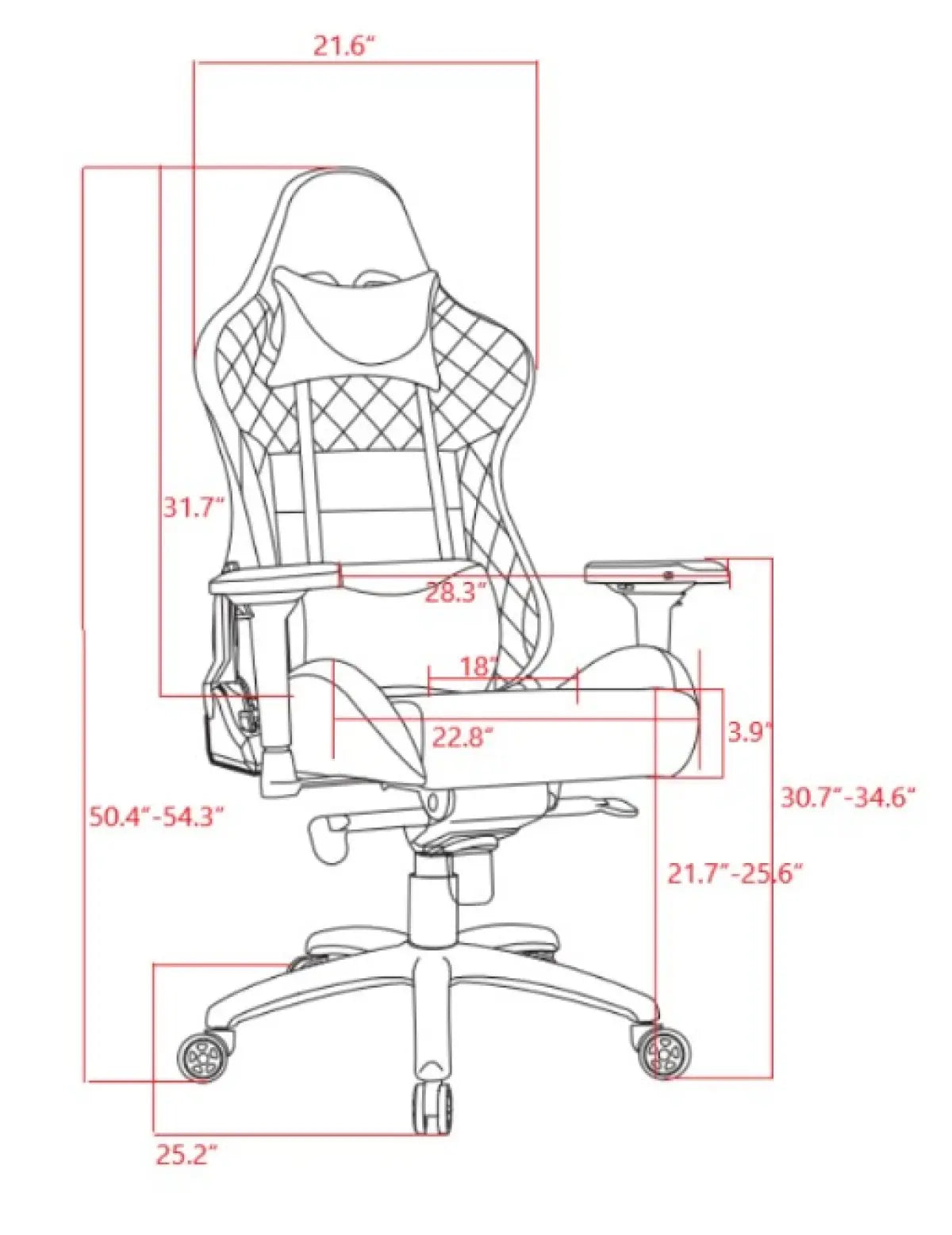 Fauteuil de gaming Brassex Noir | Accoudoirs 4D et base en métal