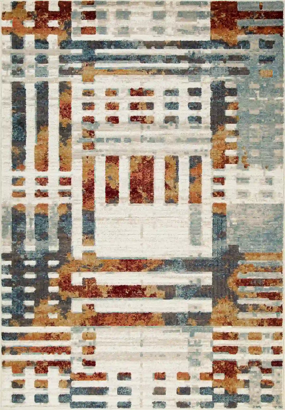 Soleil 5x8 : Tapis au Design Délavé Crème, Gris et Brun