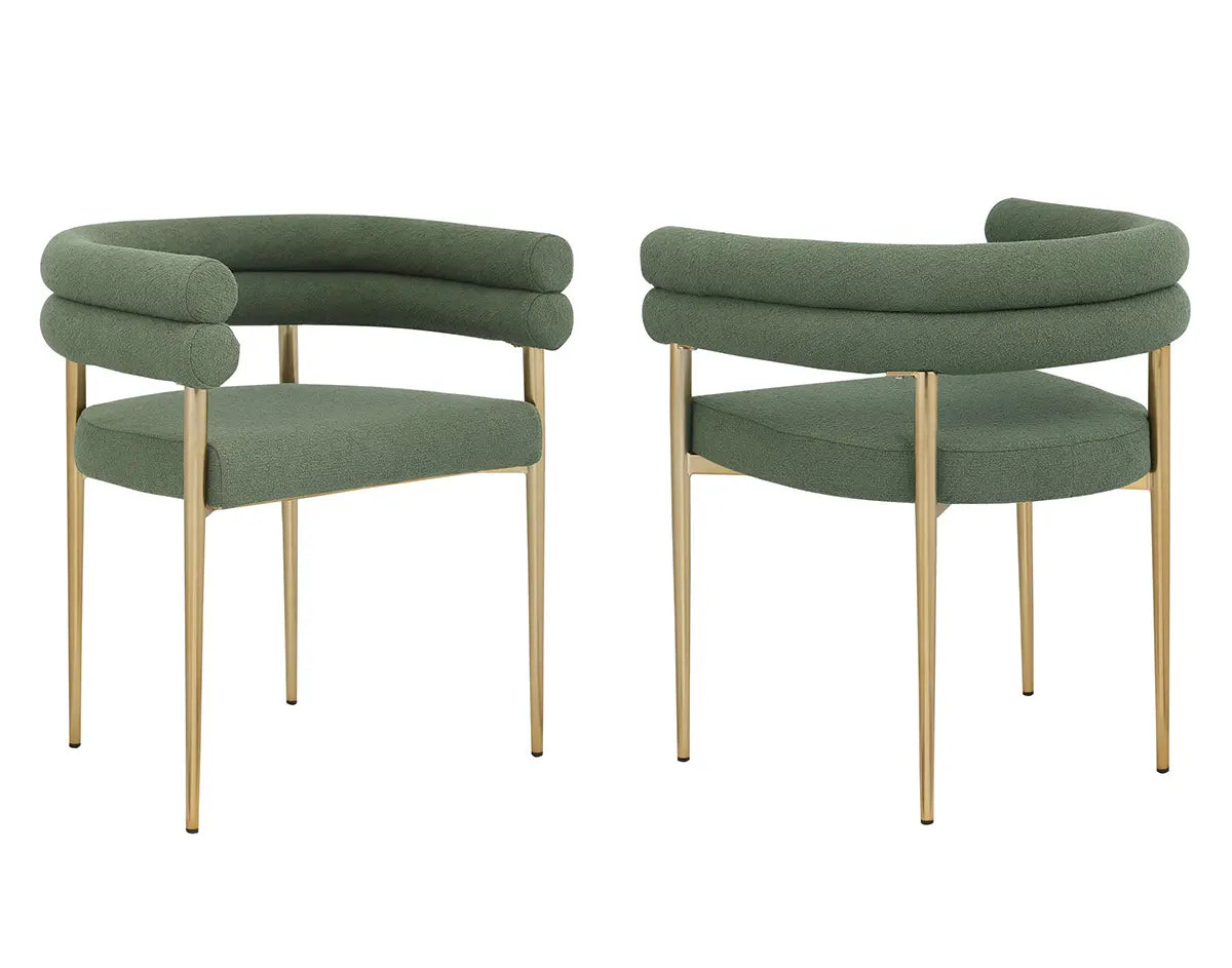 Chaises Allure en tissu vert émeraude | Cadre métallique doré (Duo)