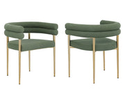 Chaises Allure en tissu vert émeraude | Cadre métallique doré (Duo)