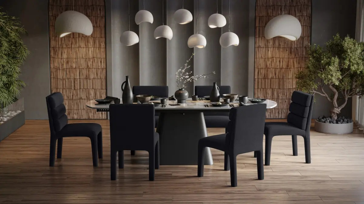 Chaises Salomi en tissu bouclé noir | Duo moderne et chic