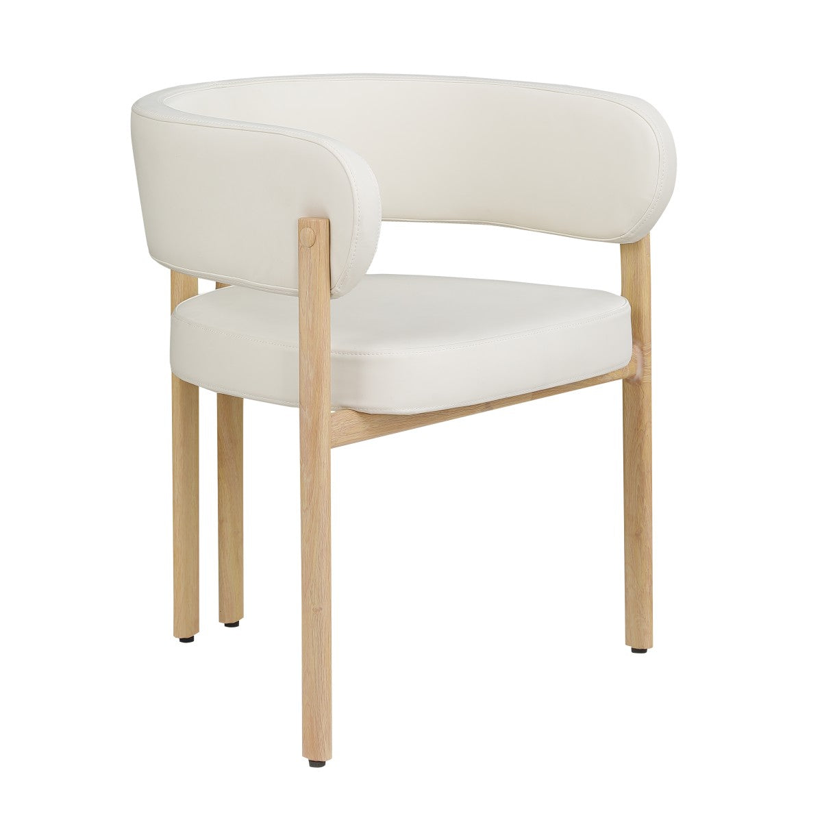 Chaises Belisse à dossier enveloppant | Tissu crème et fini chêne